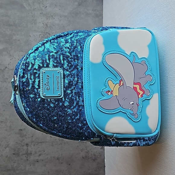 Loungefly x Disney Collab Teal Dumbo Sequin Mini Backpack NWT main image 8